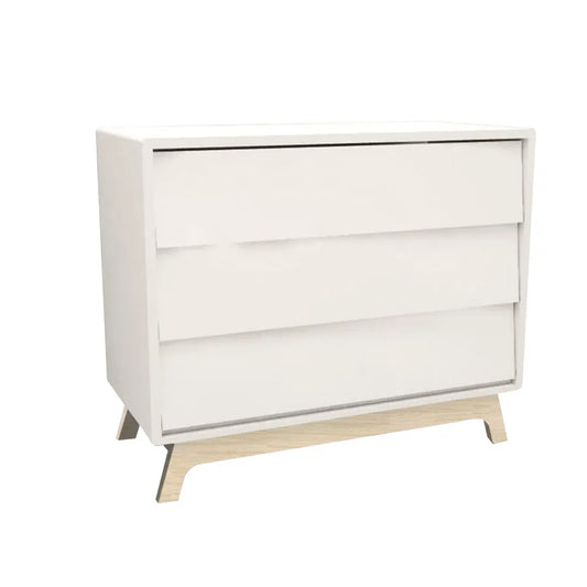 Cômoda de Bebê Raika 3 Gavetas Greige Com Pé Madeira Clara