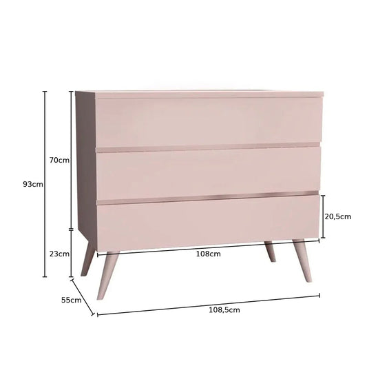 Cômoda de Bebê Viena Rosa Claro