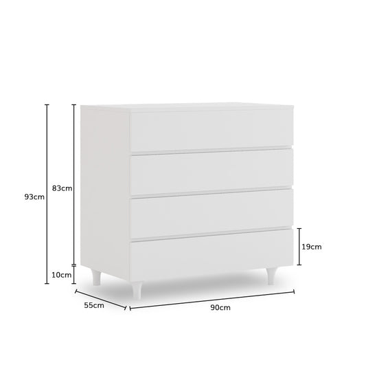 Cômoda de Bebê Haus Nature 4 Gavetas Branca 90CM