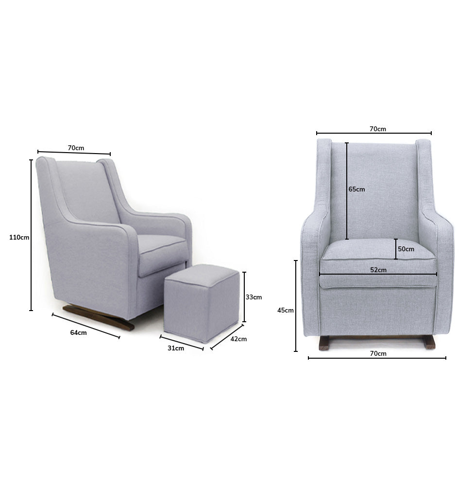 Poltrona de Amamentação Slim com Puff e Balanço Linen Cinza