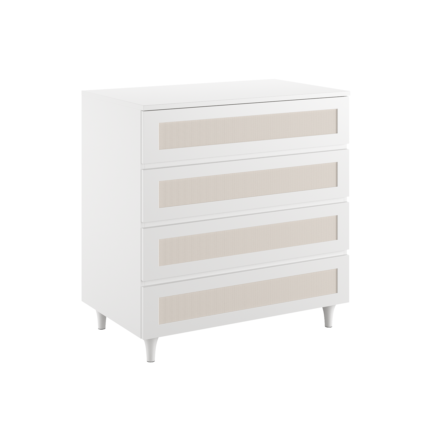 Cômoda Haus Nature com Palha e 4 Gavetas (90cm) - Branco