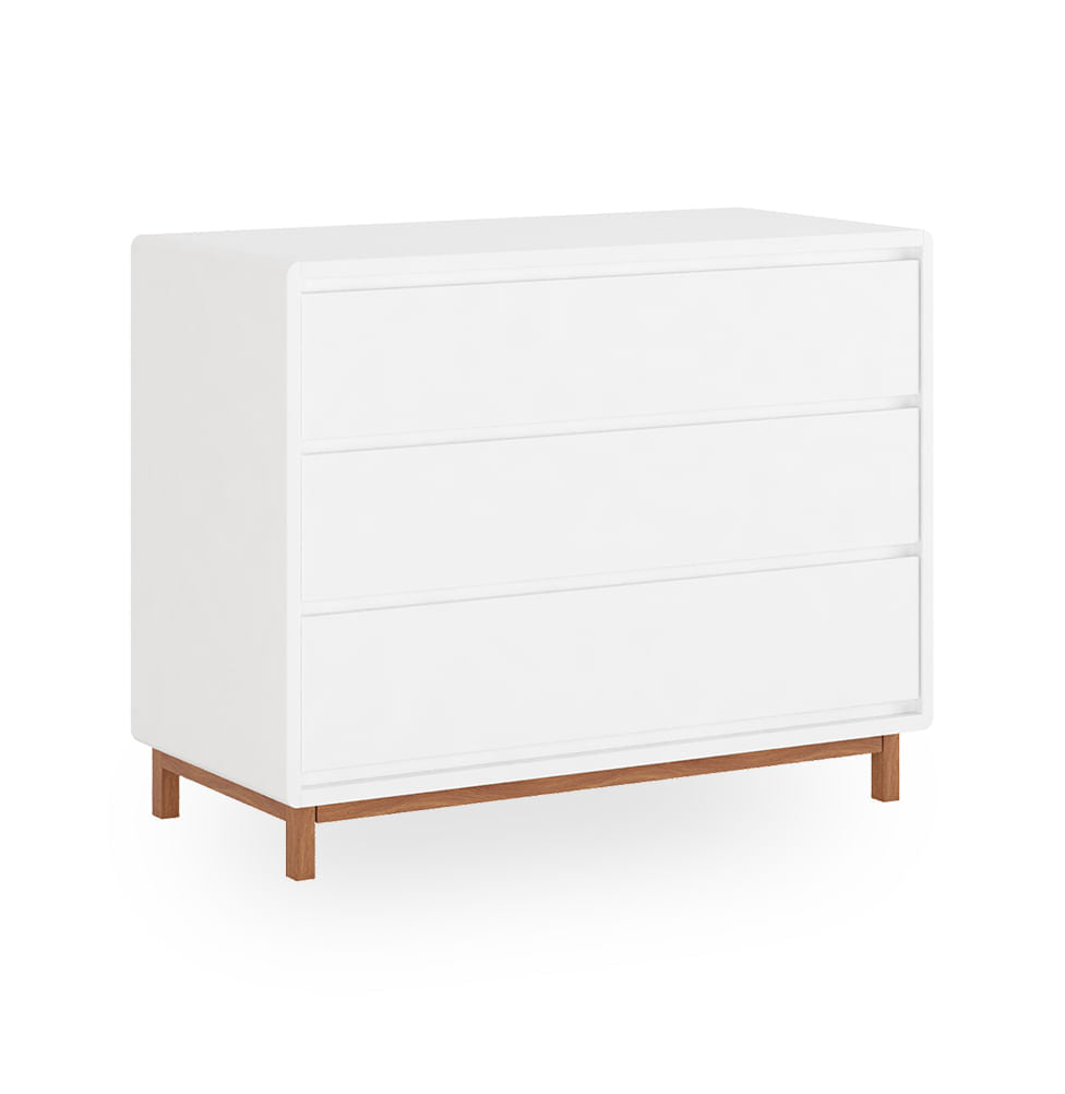 Cômoda de Bebê Nord 3 Gavetas - Branco Jequitibá