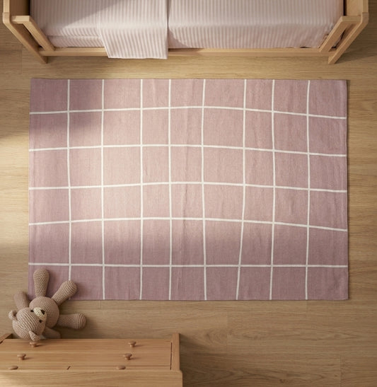 Tapete Infantil Retangular Gride - Rosa