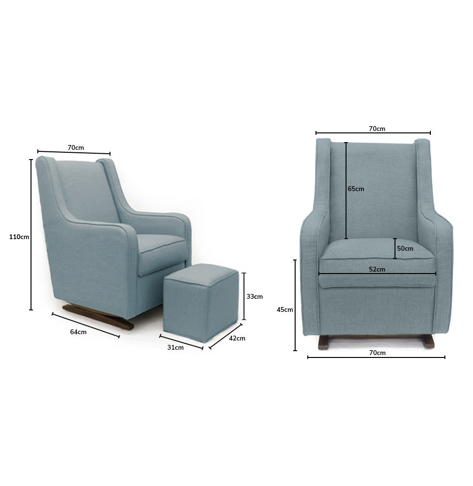 Poltrona de Amamentação Slim com Balanço e Puff - Verde Malva