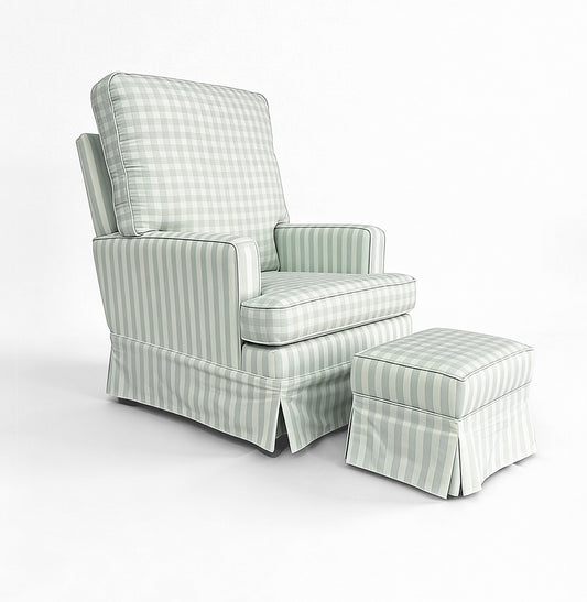 Poltrona de Amamentação Essence Xadrez com Balanço e Puff - Verde