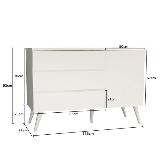 Cômoda de Bebê Viena com Porta Branco Fosco