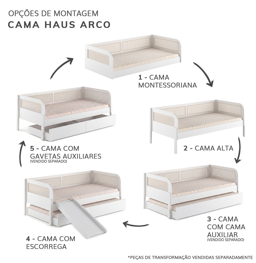 Cama Sofá Haus Arco com Palha 2 em 1 - Branca