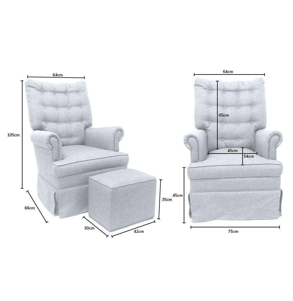 Poltrona de Amamentação Mommy com Puff e Balanço Linen Cinza
