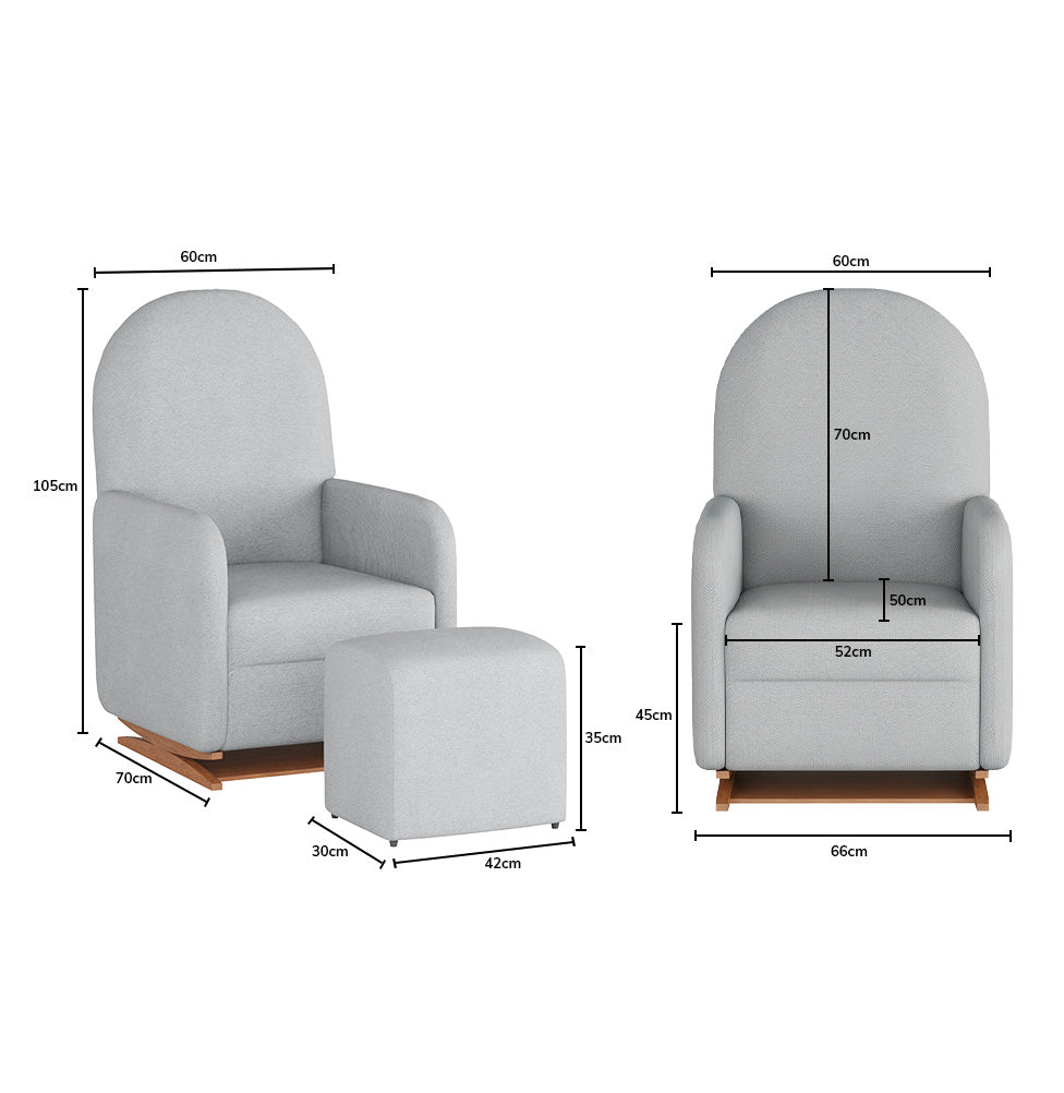 Poltrona de Amamentação Duna com Puff - Linho Cinza