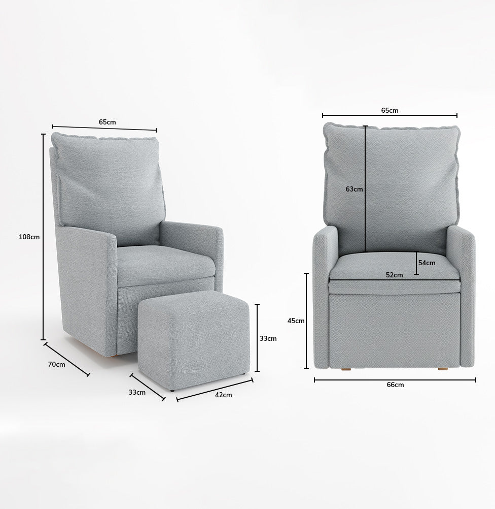 Poltrona de Amamentação Fit com Balanço e Puff - Linho Cinza