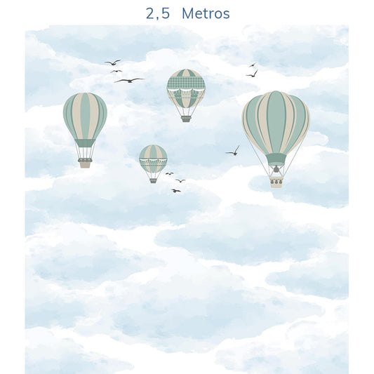 Papel de Parede Infantil Balão no Céu Malva - Mural