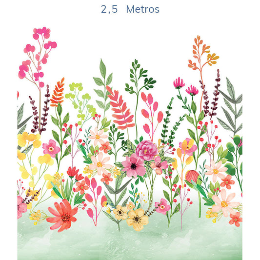 Papel de Parede Infantil Flores Candy Verde Folha - Mural