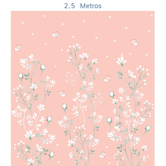 Papel de Parede Infantil Floral Classic Rosa Lichia - Mural