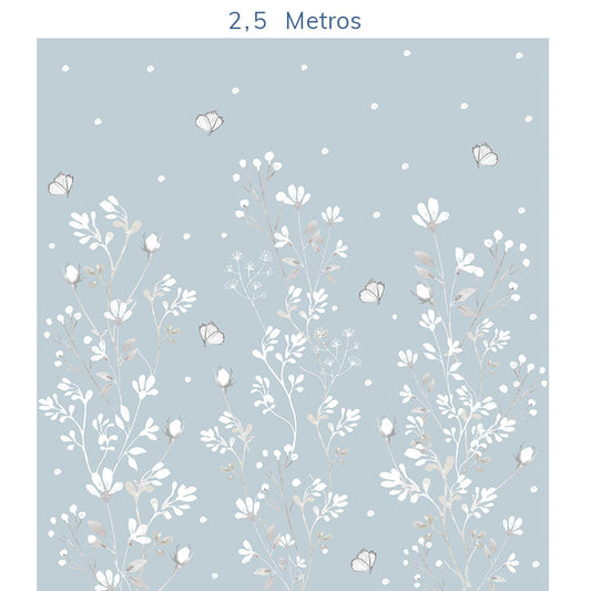 Papel de Parede Infantil Floral Classic Azul Claro - Mural