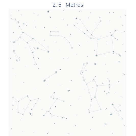 Papel de Parede Infantil Constelações Fundo Branco Azul Clássico - Mural