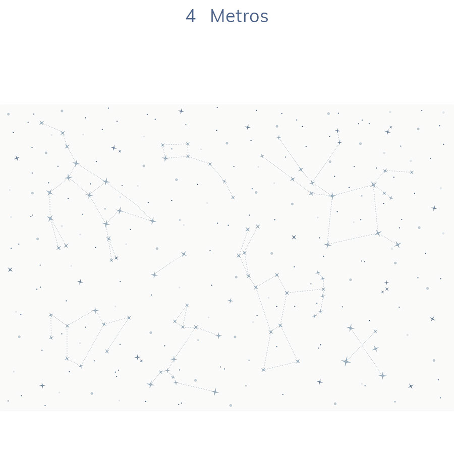 Papel de Parede Infantil Constelações Fundo Branco Azul Clássico - Mural