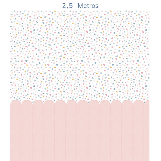 Papel de Parede Infantil Cerca com Granilite Rosa Claro - Mural