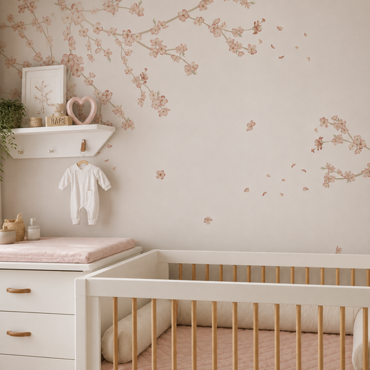 Papel de Parede Infantil Floral Galhos de Cerejeira - Mural