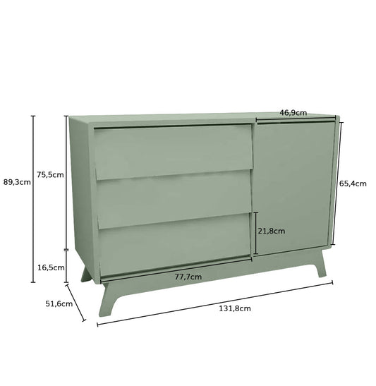 Cômoda de Bebê Raika com Porta Verde Jardim