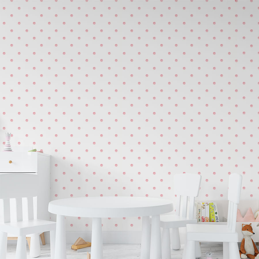 Papel de Parede Infantil Poá Aquarela Rosa