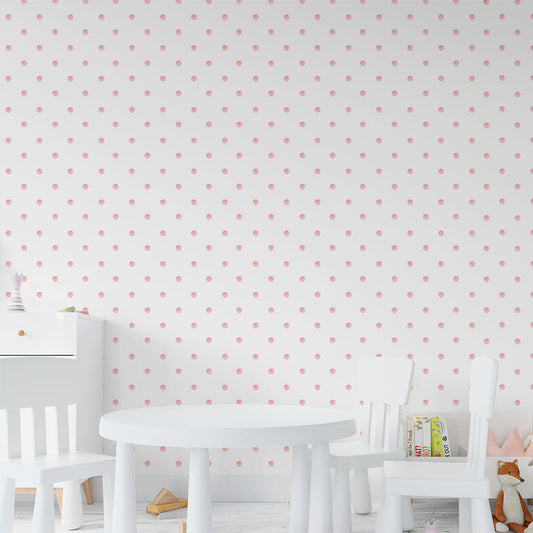 Papel de Parede Infantil Poá Aquarela Rosa