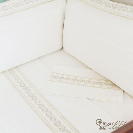 Lençol para Berço Versalhes Cru - 3 peças