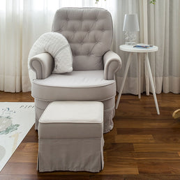 Poltrona de Amamentação Master Giro Balanço e Puff - Cinza