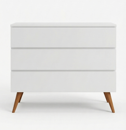 Cômoda de Bebê Viena Branco com Pé Mel