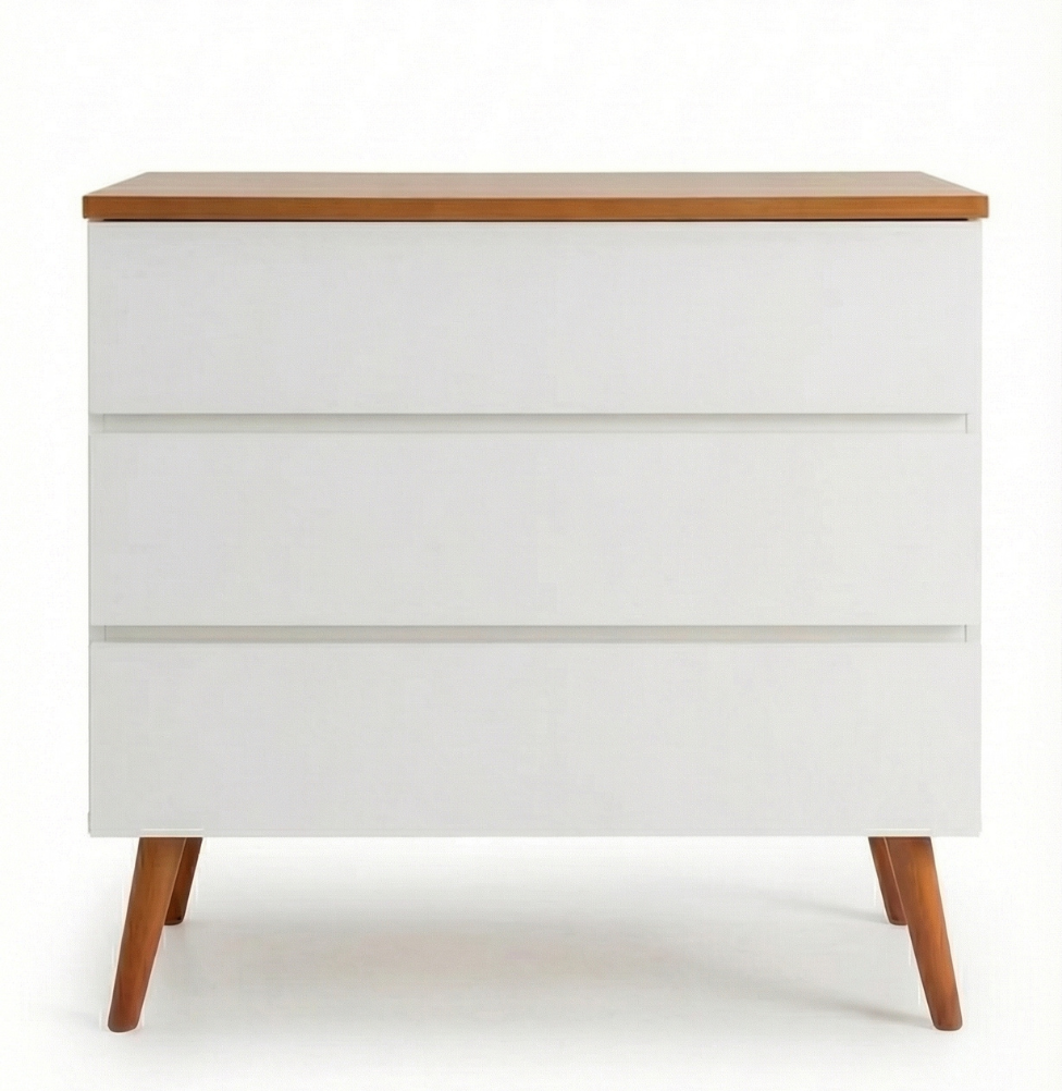 Cômoda de Bebê Viena Branco com Pé e Tampo Mel