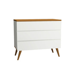 Cômoda de Bebê Viena Branco com Pé e Tampo Mel