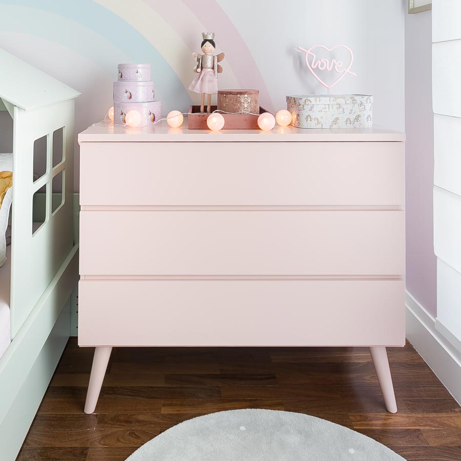 Cômoda de Bebê Viena Rosa Claro