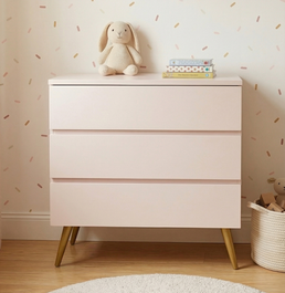 Cômoda de Bebê Viena Rosa Claro com Pé Mel