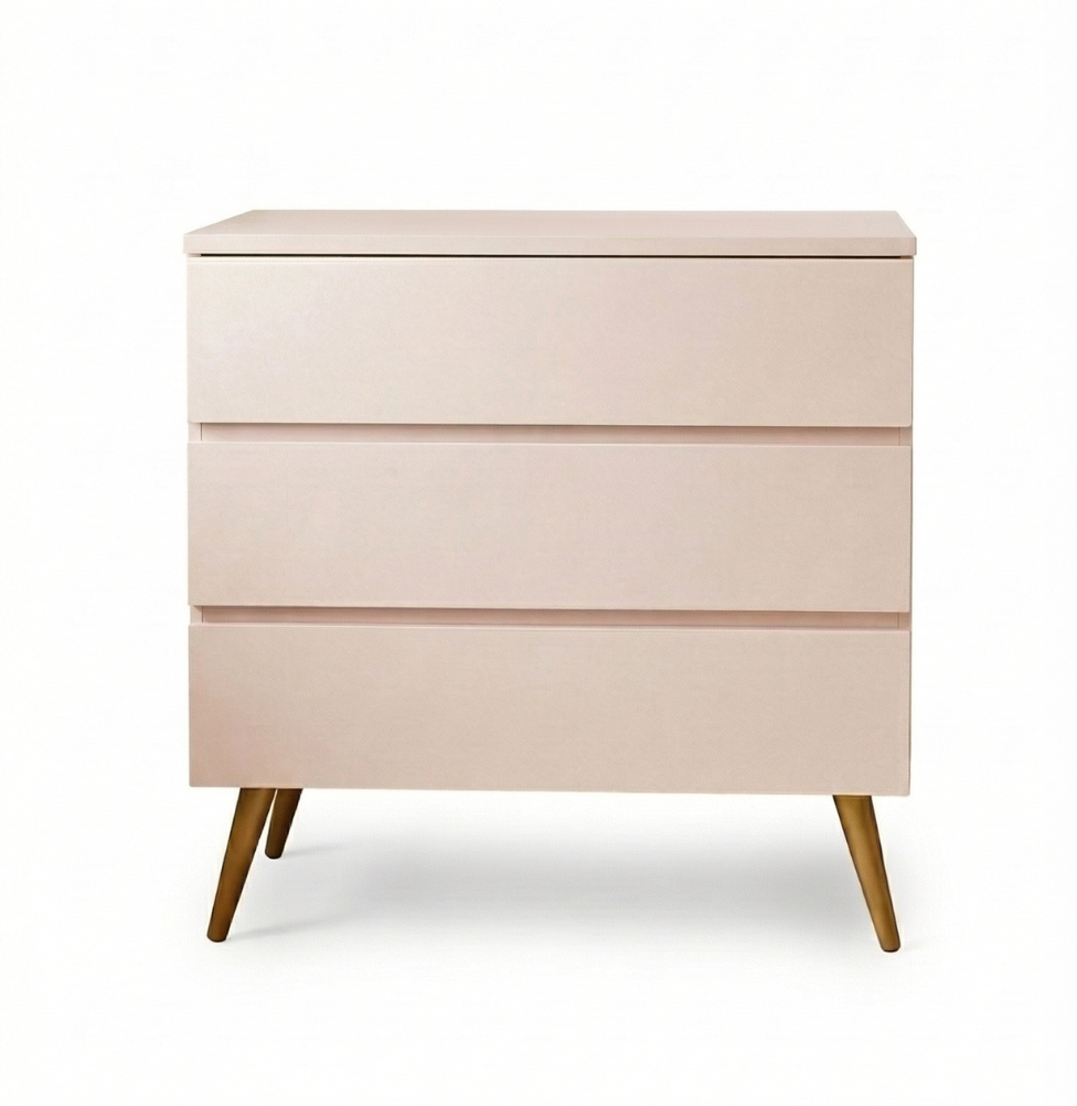 Cômoda de Bebê Viena Rosa Claro com Pé Mel