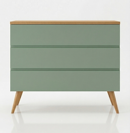 Cômoda de Bebê Viena Verde Jardim com Pé e Tampo Mel