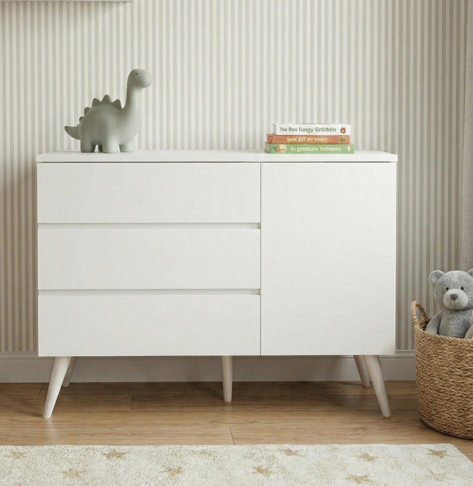 Cômoda de Bebê Viena com Porta Branco Fosco