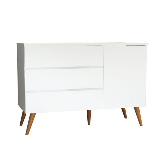 Cômoda de Bebê Viena com Porta Branco com Pé Mel
