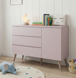 Cômoda de Bebê Viena com Porta Rosa Claro
