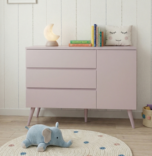 Cômoda de Bebê Viena com Porta Rosa Claro