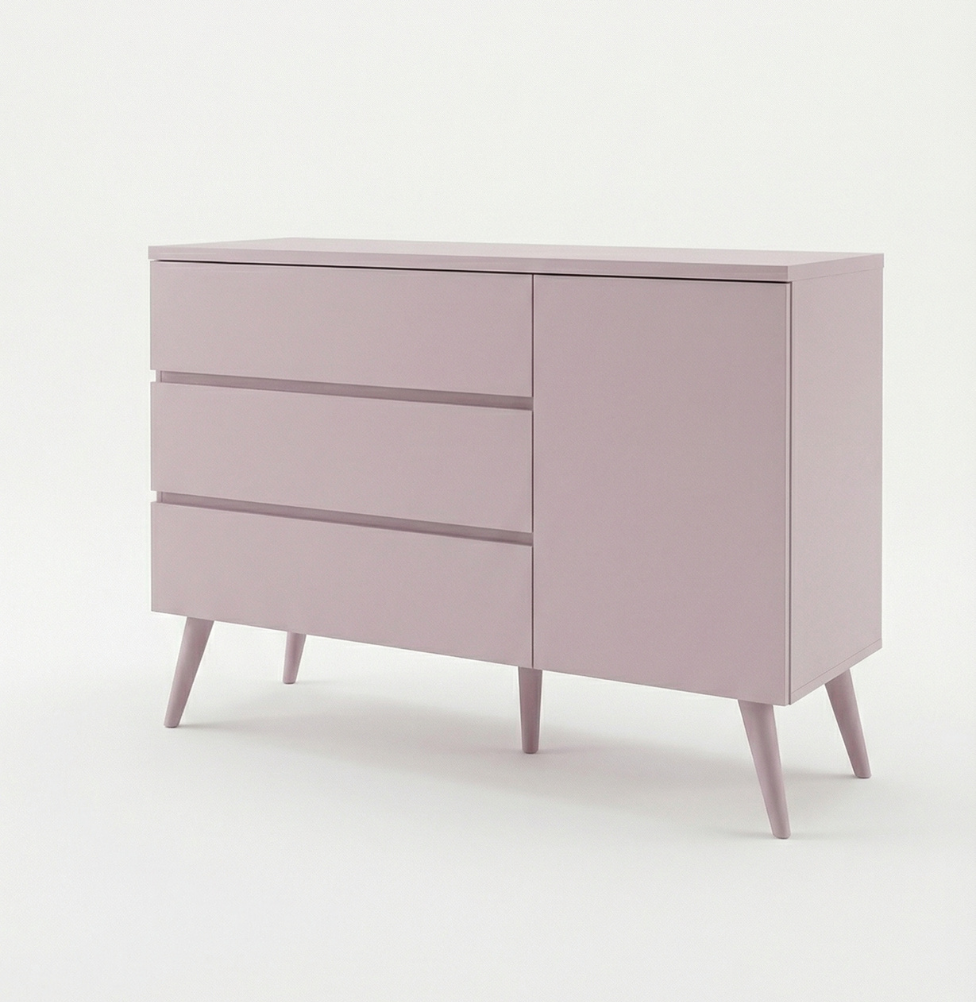 Cômoda de Bebê Viena com Porta Rosa Claro