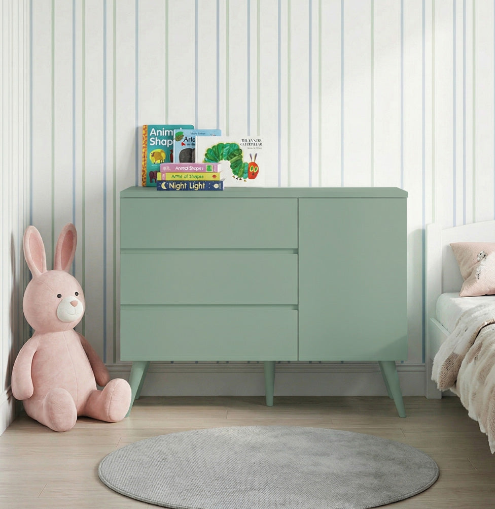 Cômoda de Bebê Viena com Porta Verde Jardim