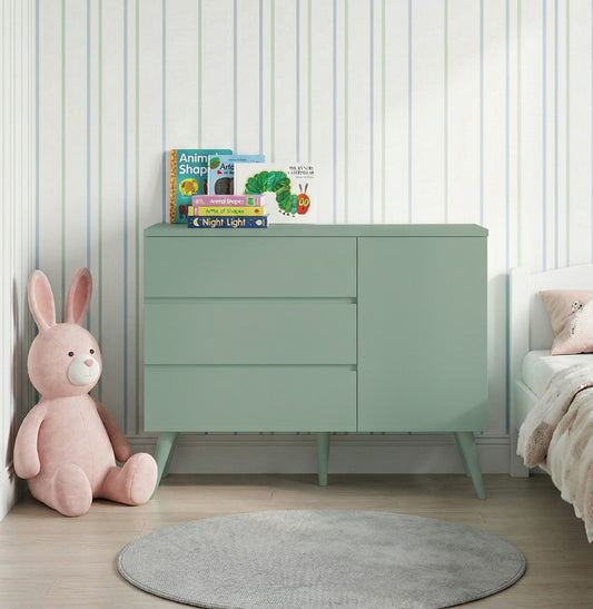 Cômoda de Bebê Viena com Porta Verde Jardim
