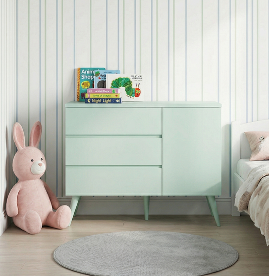 Cômoda de Bebê Viena com Porta Verde Jardim