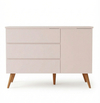 Cômoda de Bebê Viena com Porta Rosa Claro com Pé Mel