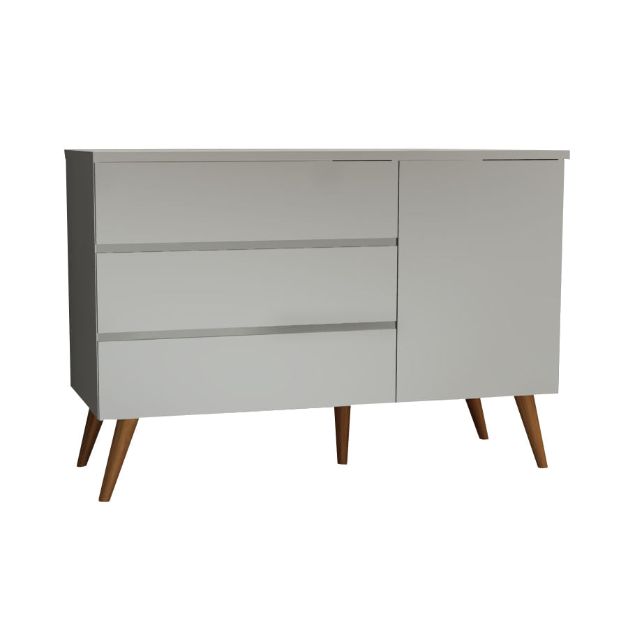 Cômoda de Bebê Viena com Porta Cinza Harbor com Pé Mel