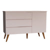Cômoda de Bebê Viena com Porta Rosa Claro com Pé Mel