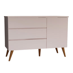 Cômoda de Bebê Viena com Porta Rosa Claro com Pé Mel