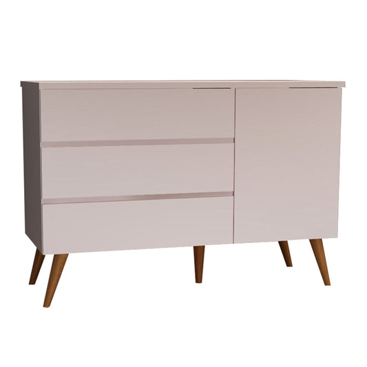 Cômoda de Bebê Viena com Porta Rosa Claro com Pé Mel