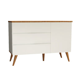 Cômoda de Bebê Viena com Porta Greige com Pé e Tampo Mel