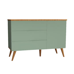 Cômoda de Bebê Viena com Porta Verde Jardim com Pé e Tampo Mel