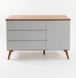 Cômoda de Bebê Viena com Porta Cinza Harbor com Pé e Tampo Mel